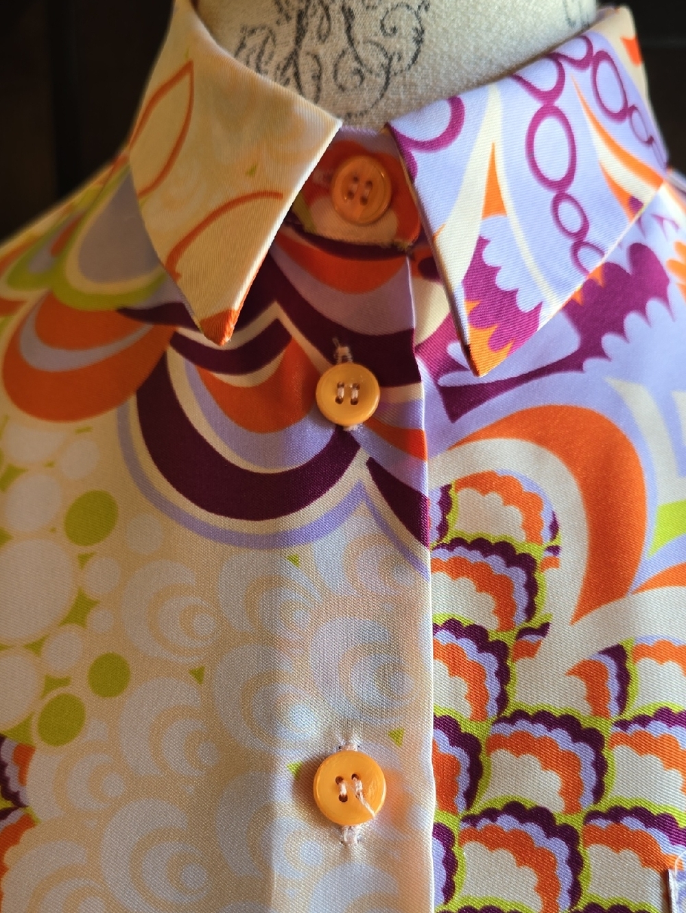 Zara Vibrant Retro Floral Multi-colored Button-Up Blouse - Picture 3 of 12